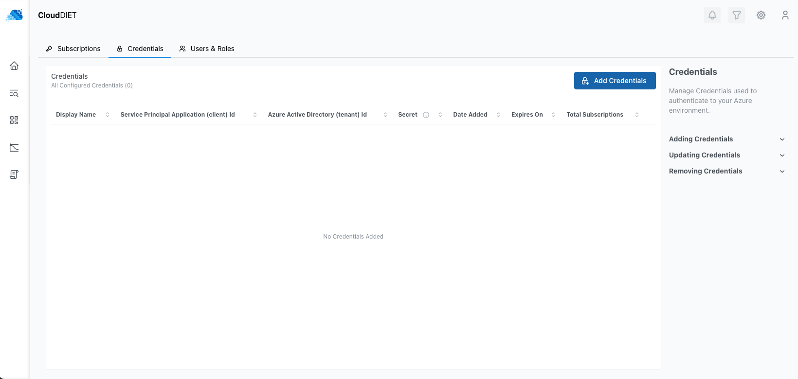 Navigate to Settings and then Credentials