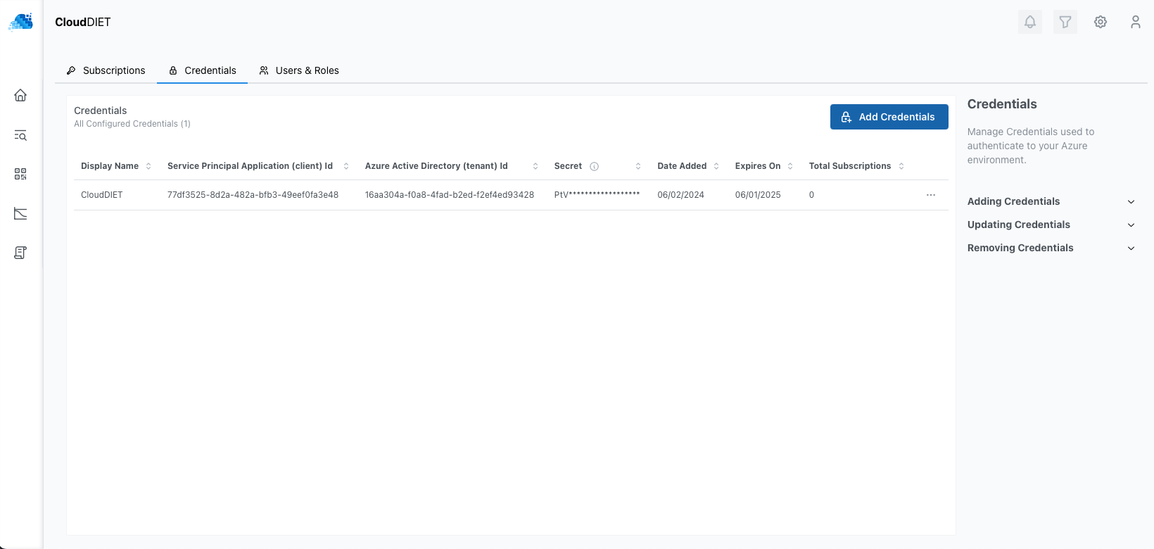 List the added Service Principals