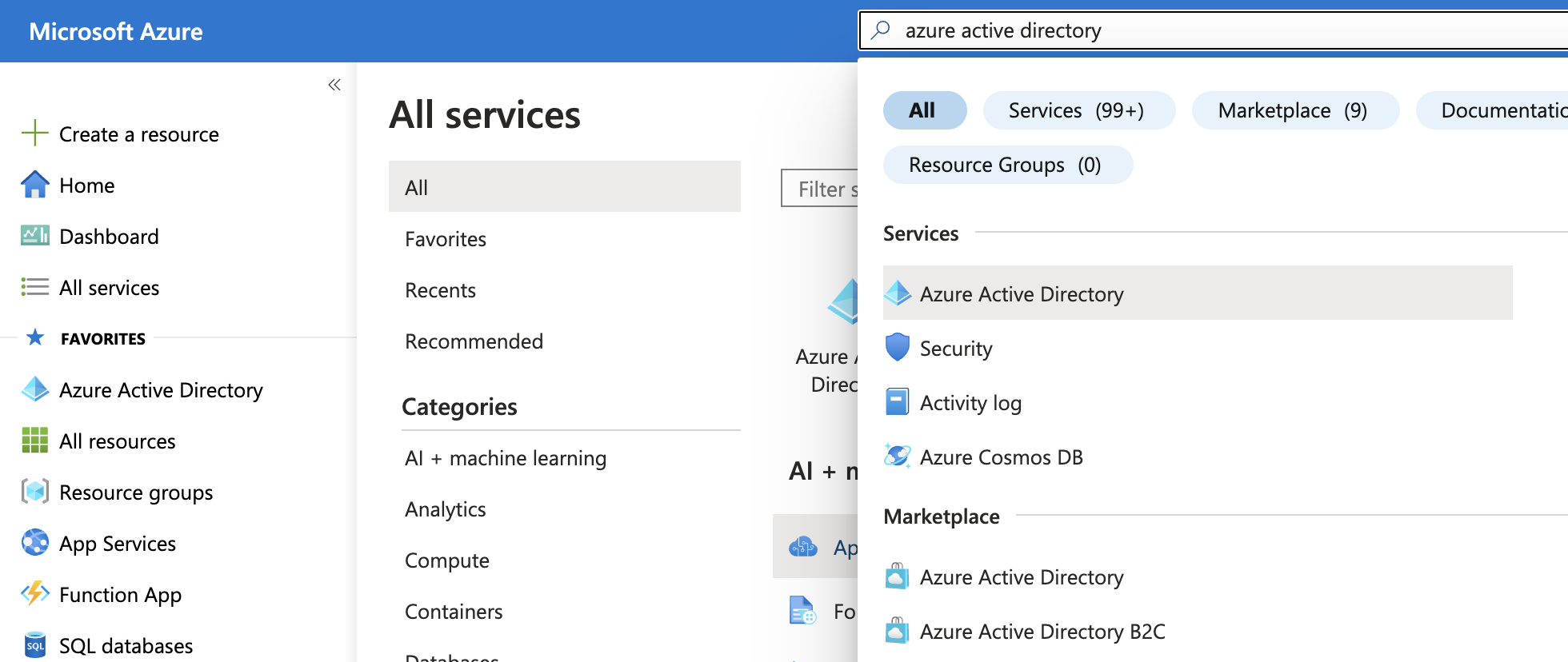 Navigate to Azure Active Directory