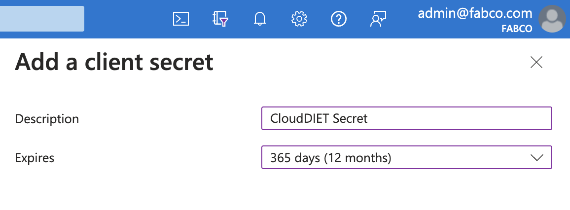 Create new client secret