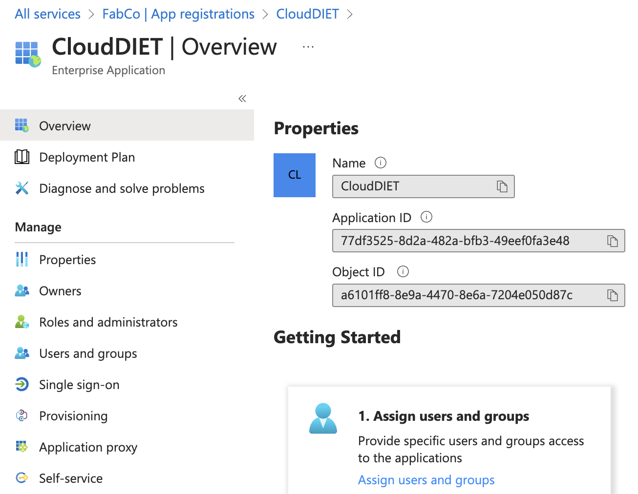 Copy the Enterprise Application Object ID