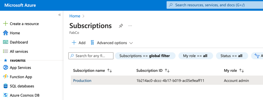 Select the first Subscription