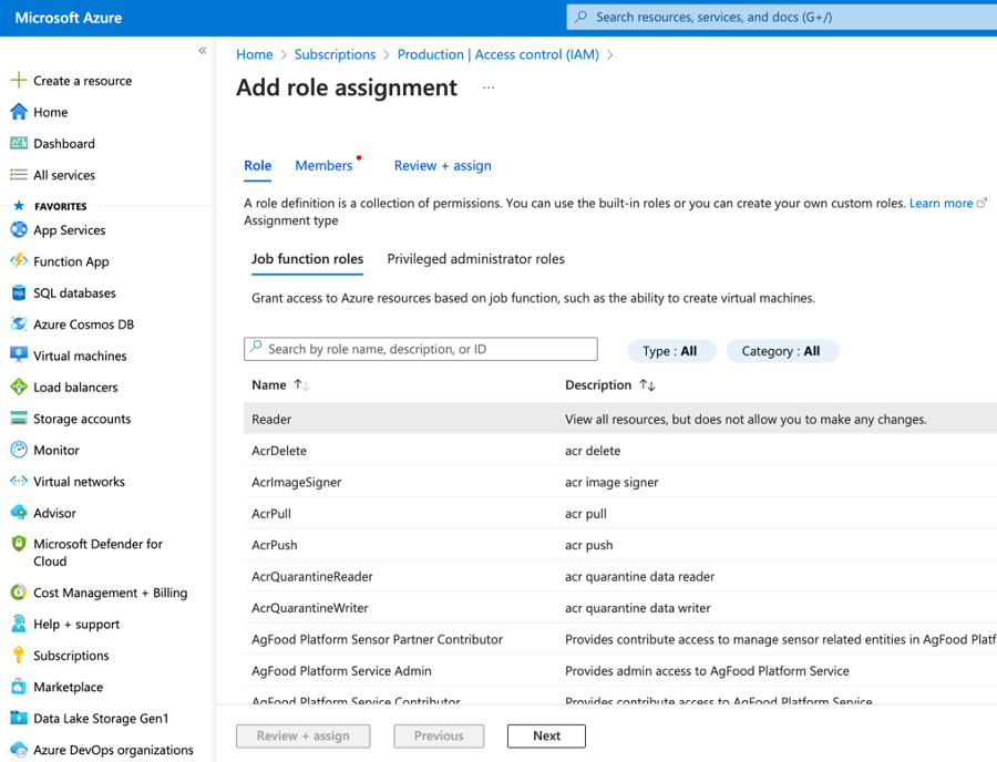 Select the Reader role