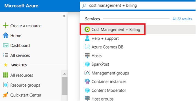 Navigate to Cost Management + Billing